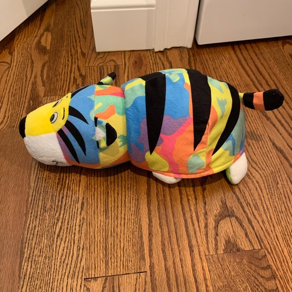 16" Plush 2 in 1 Pillow - Rainbow Tiger Transforming to Turtle - Picture 2 of 10